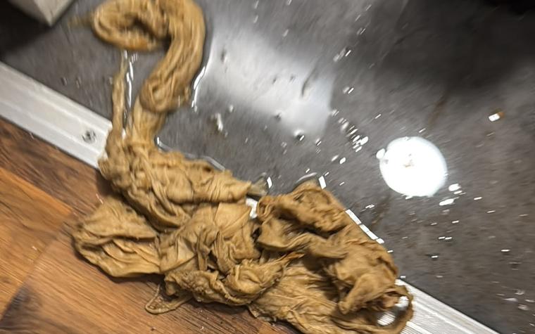 Blockage of wipes pulled out of a soil pipe on an emergency callout